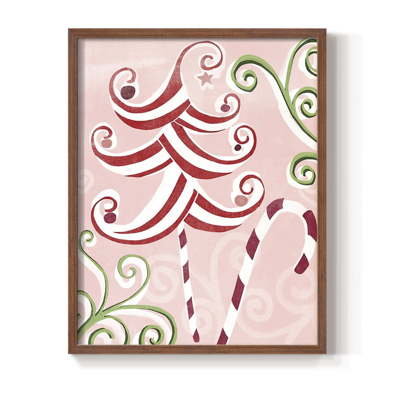 «Candy Cane Holiday I», reproduction encadrée - bois massif, Cadre noyer, H 21 po x l 17 po