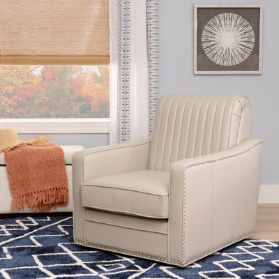 Carter 30'' Wide Faux Leather Swivel Upholstered Armchair