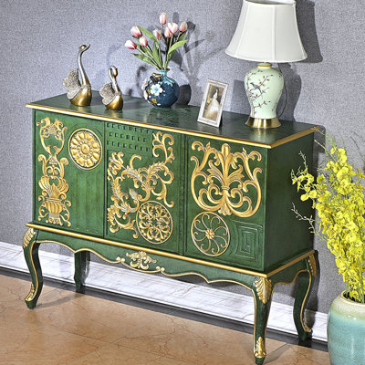 Vintage Emerald Green Accent Cabinet