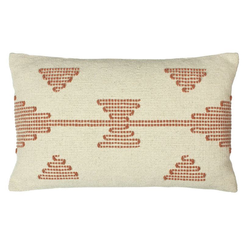 Geometric Rectangular Lumbar Cushion, Honey, Polyester