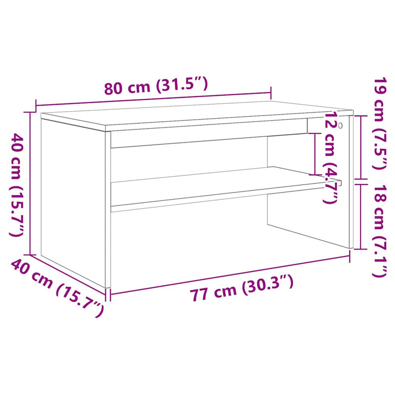 Shalo Unfinished TV Stand, Black Oak, 80cm