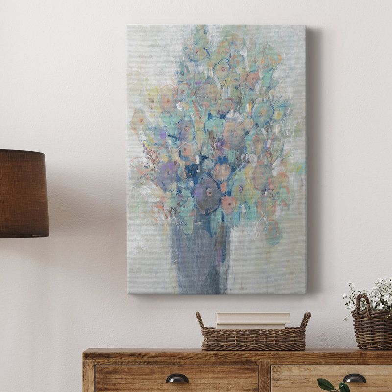 Bouquet I - peinture sur toile tendue, H 18 po x l 12 po x P 1 po