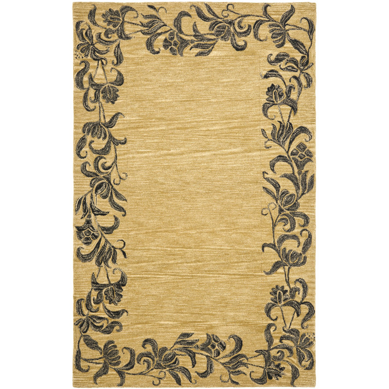 Candelo Soho Hand Tufted Wool And Viscose Floral Rug, Rectangle 5' x 8'