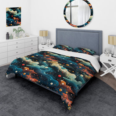 Cosmic Harmony Abstract Duvet Cover