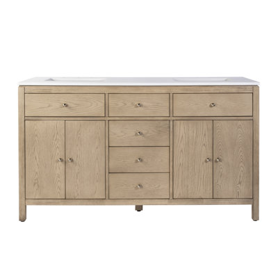 Celine 60 in Double Sink Bathroom Vanity with Quartz Top