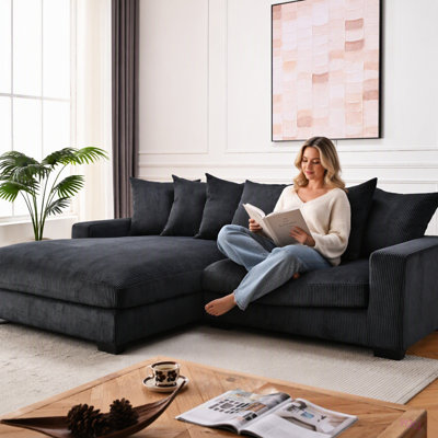 Oversized Two-Piece Left Facing Sectional Couches For Living Room, 102.4-Inch L Shaped Sofa With Chaise, Upholstered With Corduroy Fabric