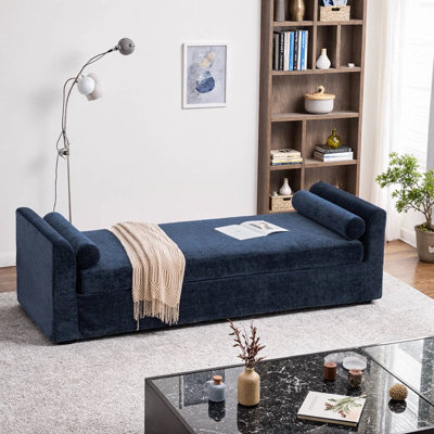 Banc 88,5 po en chenille 88 po avec accoudoirs, 2 traversins, capacité de 450 lb, chambre à coucher et salon