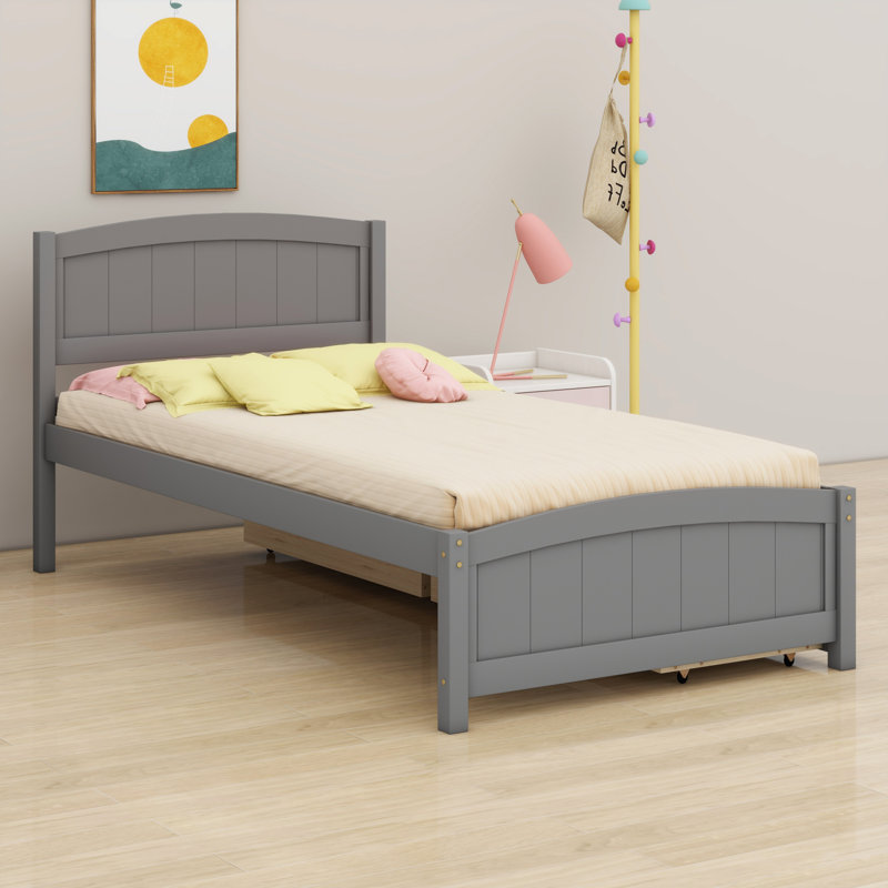 Lit plateforme avec deux tiroirs, Gris