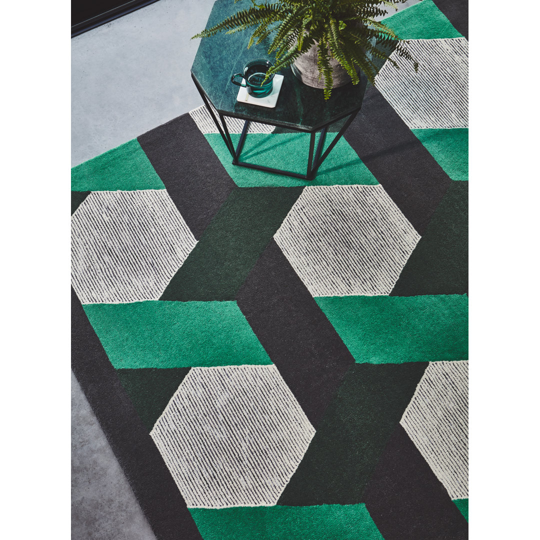 Deutsch Hand Woven Wool Green/Grey Indoor Rug