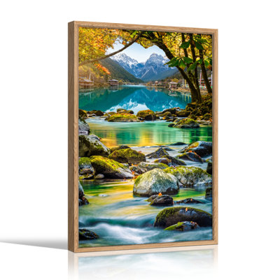 Ensemble de 1 tableau sur toile représentant un lac de montagne