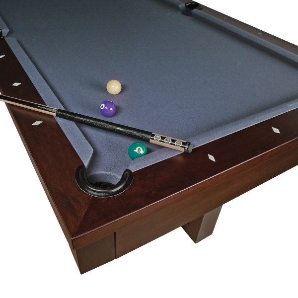 Table de billard American Heritage Abbey - Bois franc de peuplier massif avec pieds en bois et en acier, poches en cuir et finition espresso