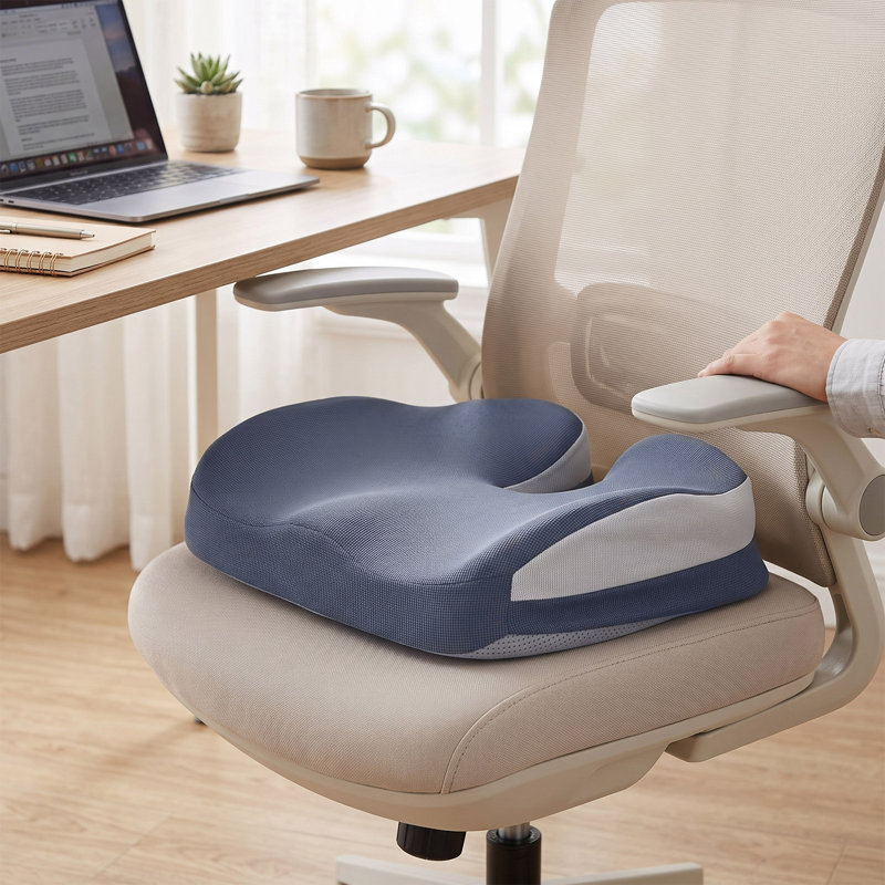 Memory Foam Seat Cushion with Removable Cover, Grey