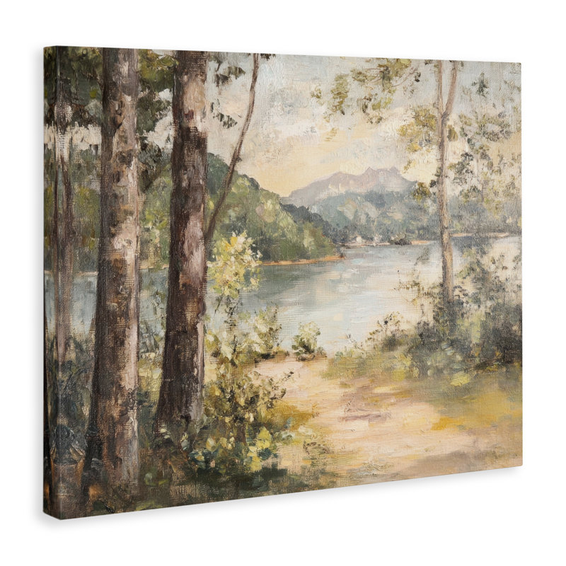 «Peaceful Lakeside Landscape» par Petal Prints Design, H 16 po x l 20 po