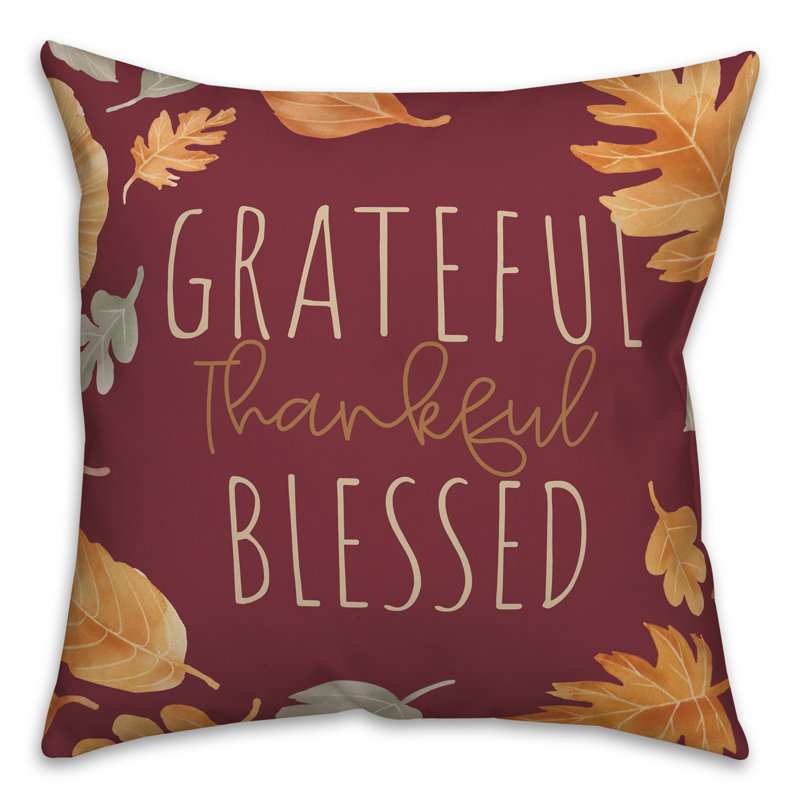 Coussin Grateful Thankful Blessed 2, H 16 po x l 16 po