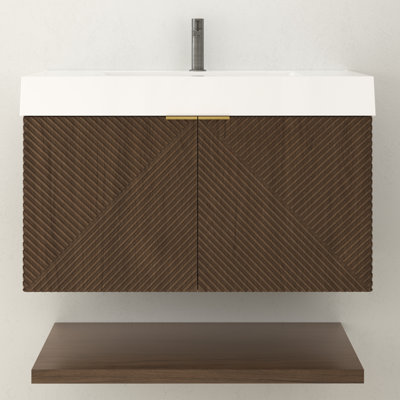 Stella 36 Inches Wall Mounted Vanity Set With Doors And Inside Drawer