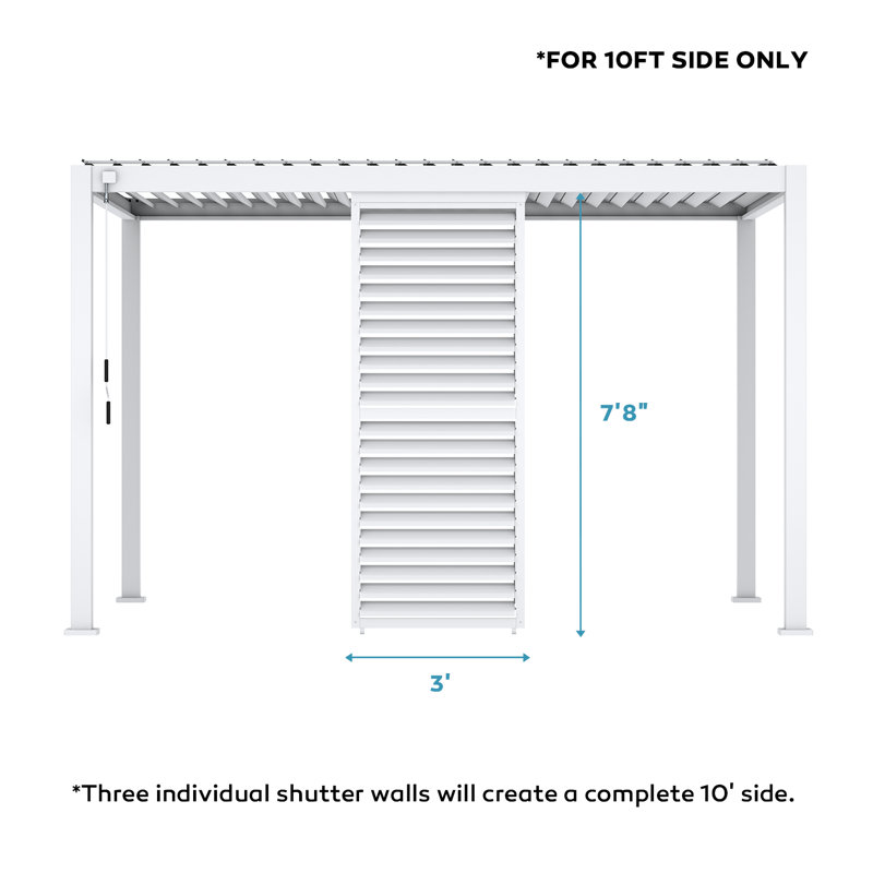 111 Adjustable Aluminum Shutter Wall (Pergola accessory), White, 94"H x 36"W x 0.249"D