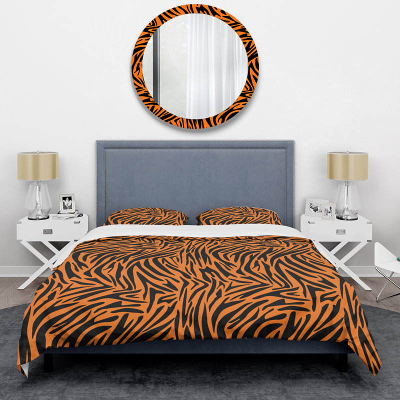 Ensemble de housse de couette en microfibre noir / orange 3 pièces