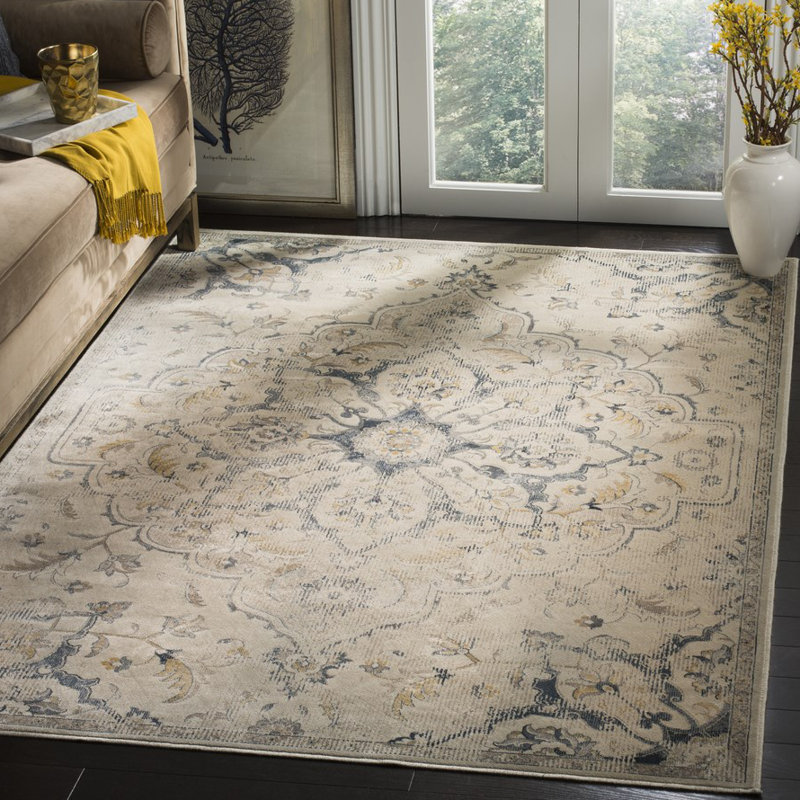 Gillespie Floral Viscose 99cm X 140cm Area Rug
