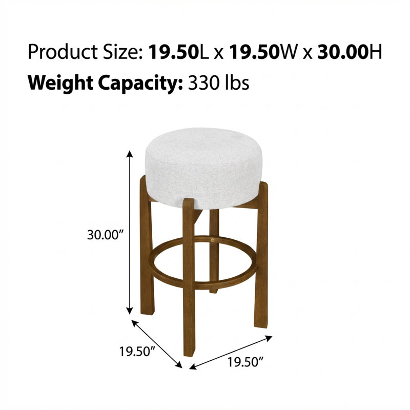 Ensemble de 2 tabourets de bar d'intérieur en bois avec finition et sièges en tissu