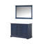 Meuble-lavabo double bleu marine 48 po X P 22 po D, plateau en quartz blanc et Miroir