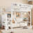 Twin Size Loft Bed With Stairs, Metal Full Loft Bed With Storage Shelves, High Loft Bed With Wardrobe For Kids Teens,White-91347086-91347072