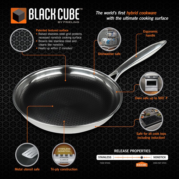 Frieling Black Cube Non-Stick Frying Pan, Stainless Steel, 11.5