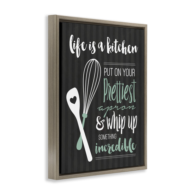 Cadre de vie flottant Life Is A Kitchen, H 31 po x l 25 po, Cadre flottant orme Montalcino