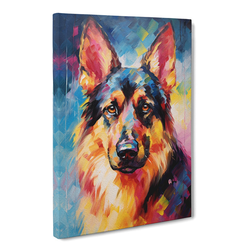 German Shepherd Impressionism No.2 - Wrapped Canvas Print