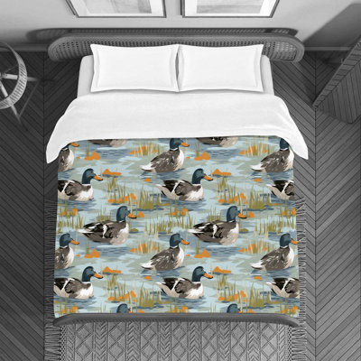 Housse de couette en microfibre bleu canard