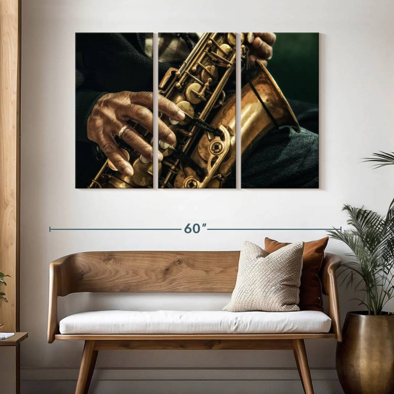 Vieux saxophoniste Abarca, H 32 po x l 50 po
