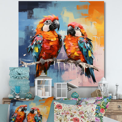 «Vibrant Duets Parrots I» sur toile