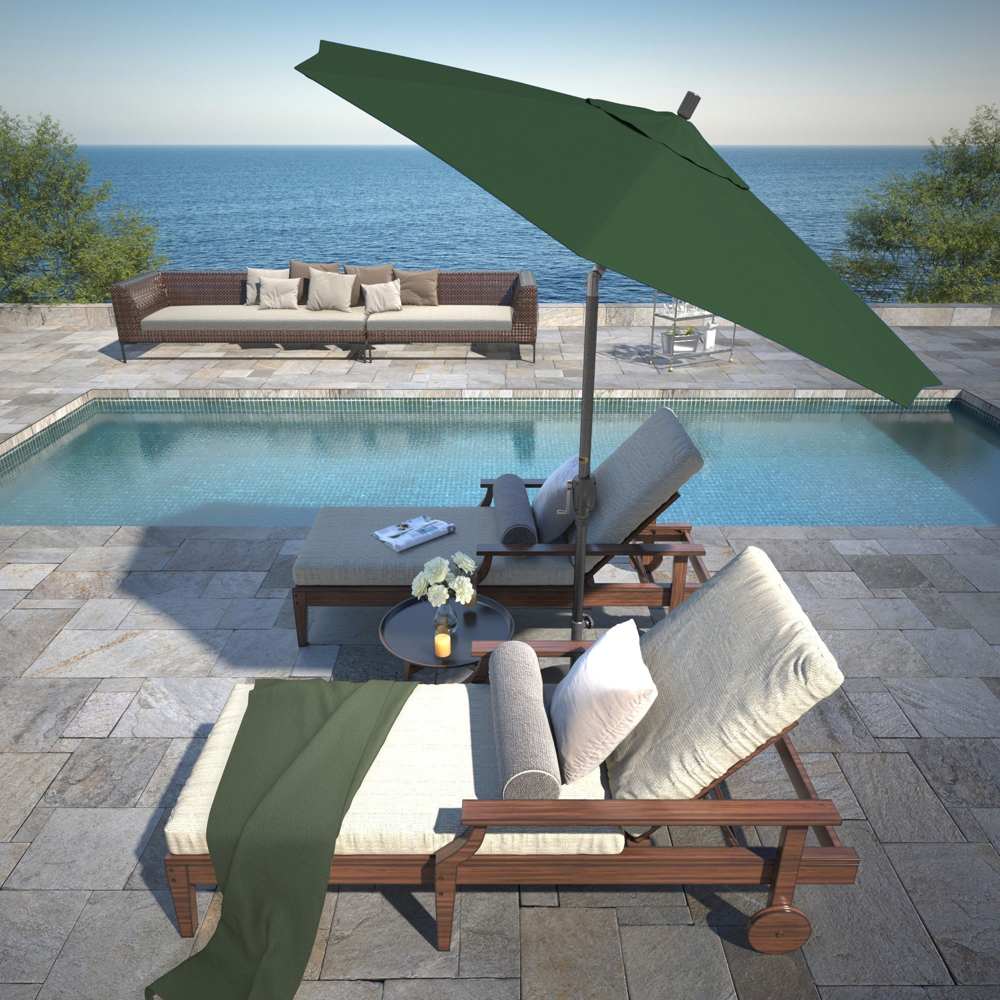 Lexia 90'' Sunbrella® Outdoor Umbrella, Canvas Forest Green Sunbrella® Canvas