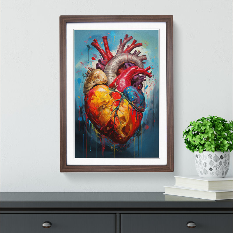 Anatomical Heart Action Painting - Framed Print, Walnut Framed, 64cm H x 46cm W