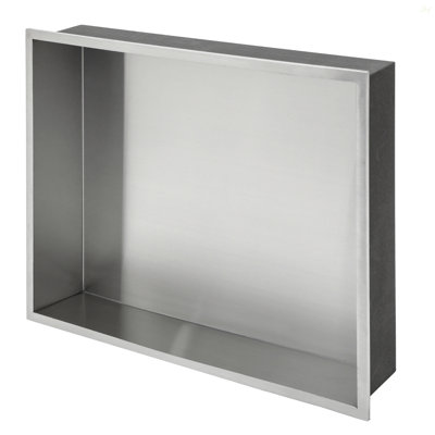 Niche de douche en acier inoxydable 19 po x 15 po, nickel brossé