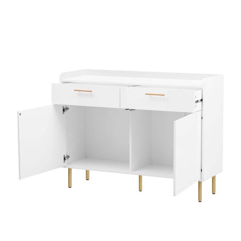 Jerina 47.20'' Sideboard Wooden Storage Cabinet with Drawers, Steel Pipe Table Legs, Suitable for Hallway, Study, Living Room