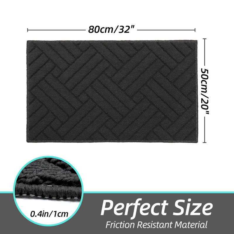 Non-Slip Geometric Indoor Doormat, 50.8cm W x 81.3cm L, Dark Grey