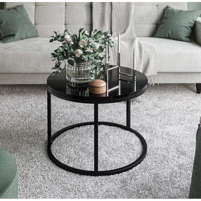 Darianna Frame Coffee Table, Black/Black, 42cm H x 60cm L x 60cm W