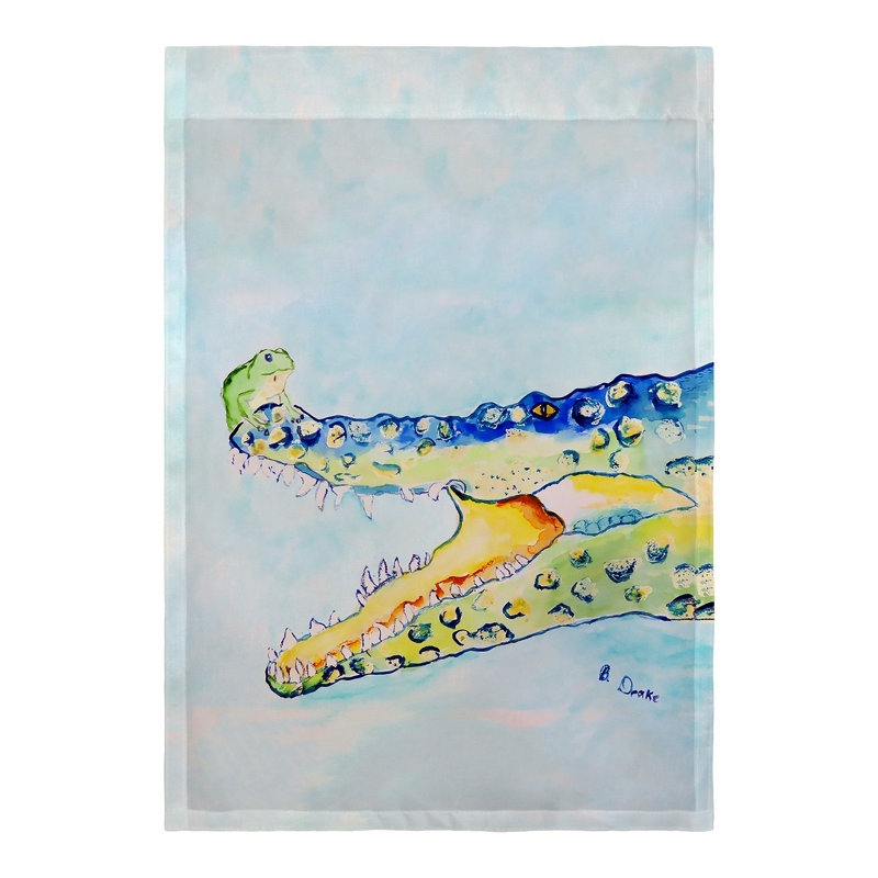 Drapeau de jardin en polyester 1 face croc grenouille, H 18 po x l 12,5 po