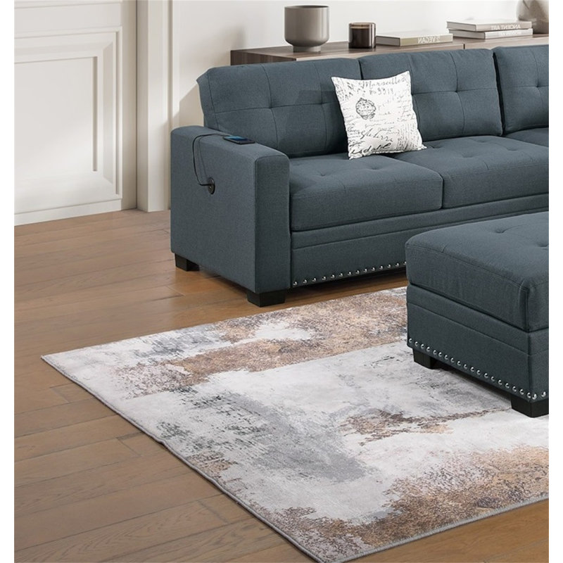 Ensemble de canapé-lit modulaire décontracté simple et capitonné 4 pièces RAF / LAF, Gris foncé