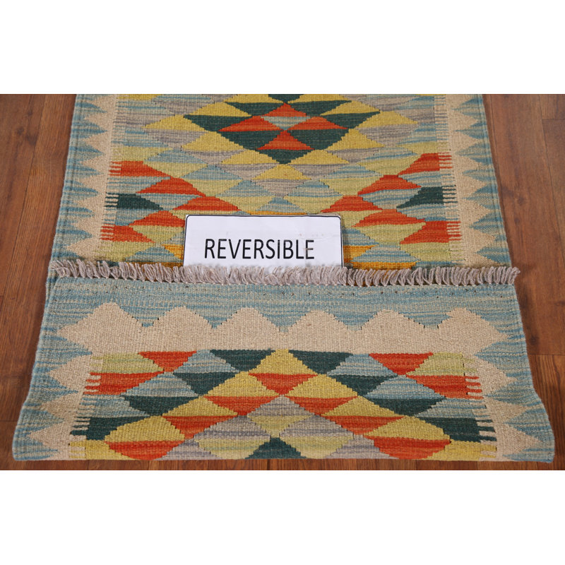 Reversible Wool Kilim Runner Rug 2x7