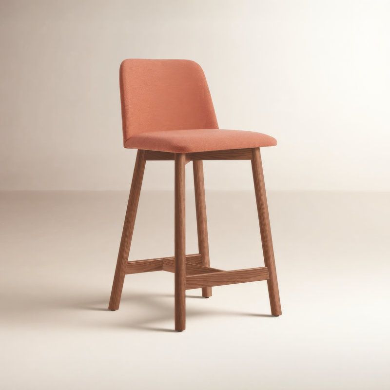 Chip Stool, Toohey Tomato Plainweave, Counter Stool (25.1" Seat Height), Walnut