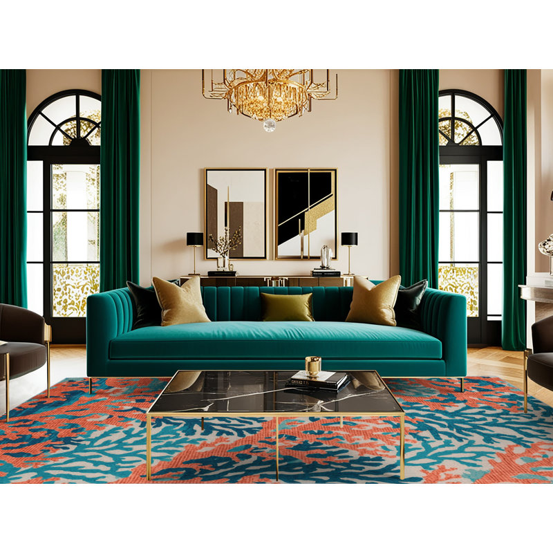  Tapis bord de mer lavable Coral Reef, Rectangulaire 3 pi x 5 pi