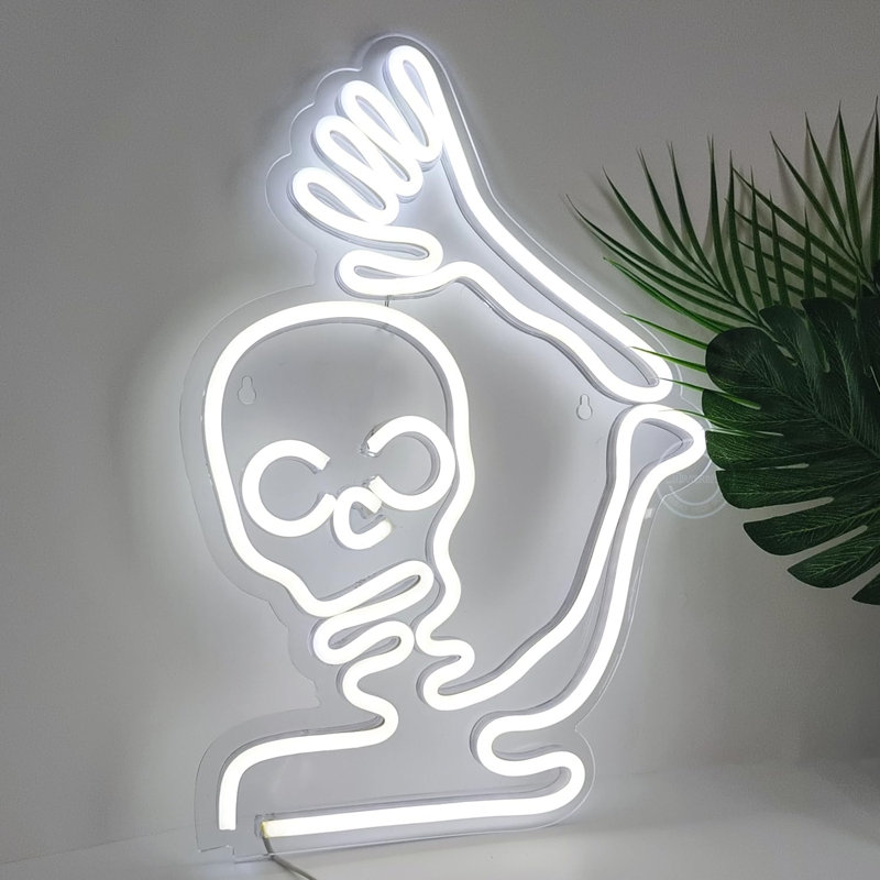 Neon Light Skull Wall Art
