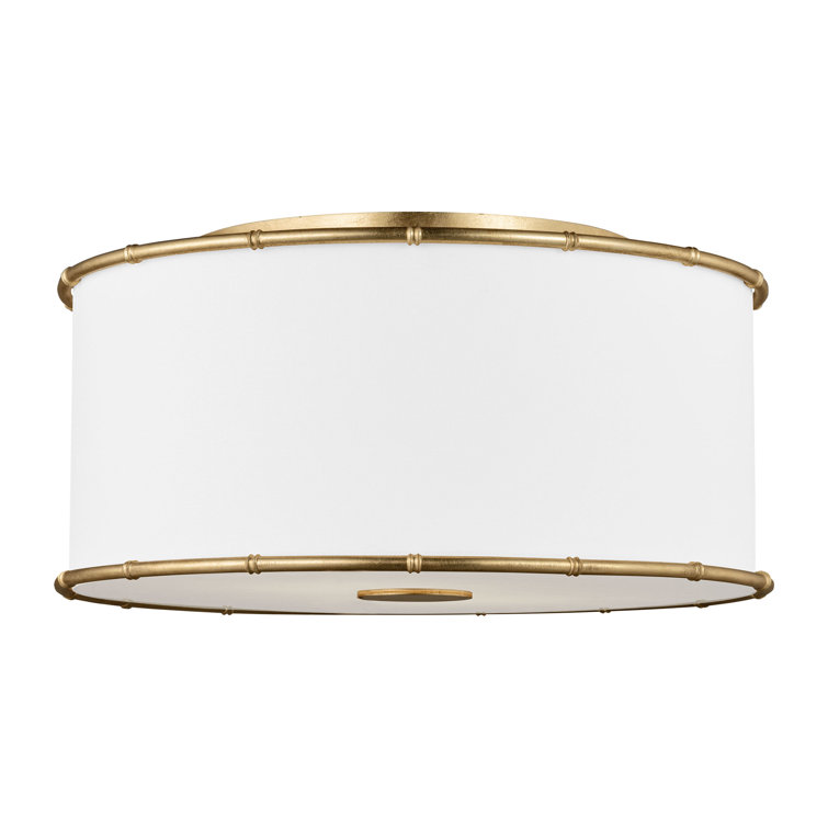 Dartmore 2 Light Silk Screen White Inside Clear Outside Glass Diffuser And White Linen Fabric Shade Flush Mount