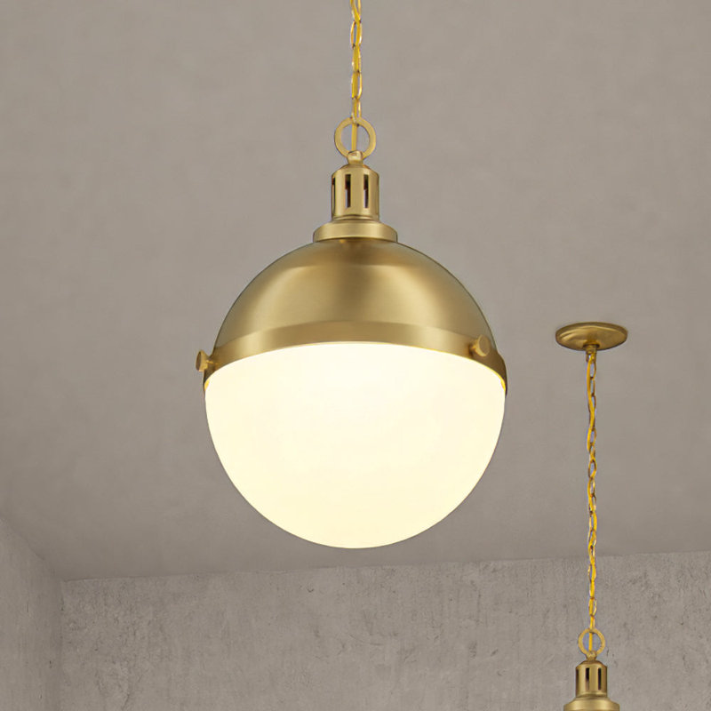 Luminaire suspendu sphère 2 lumières Valia, Or brossé