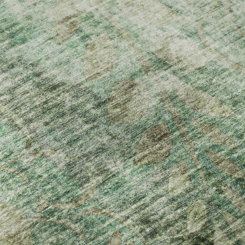 Premium Machine Washable Mayfield AMF2223 Floral Rug, Teal, 9' x 12'