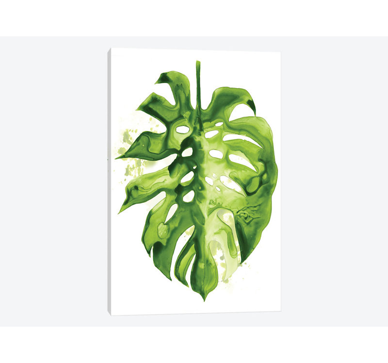 «Monstera II», reproduction sur toile, H 18 po x l 12 po x P 1,5 po, Pas de tapis, Toile tendue