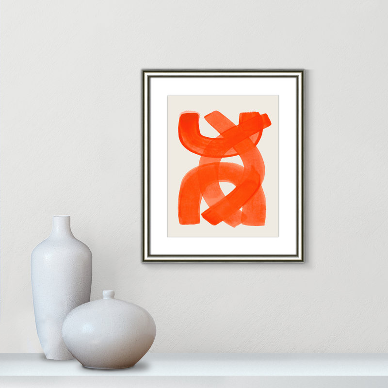 «Orange Strokes Print» par Haniff, Imprimé mat, Argent classique, L 17,25 po x H 20,25 po