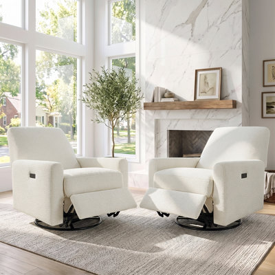 Fauteuil inclinable pivotant électrique Boucle de 80 cm (31,5 po), fauteuil à bascule pivotant à 270° avec port de chargement USB pour le salon, la chambre et la chambre d'enfant (ensemble de 2)