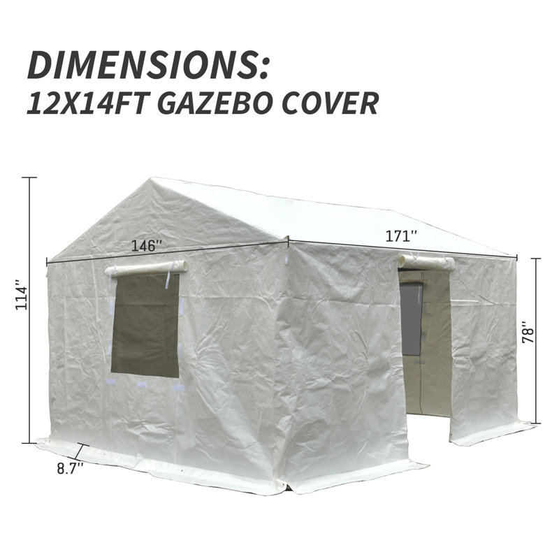 Housse pour abri de jardin 12 pi x 14 pi pour pavillon de jardin à toit rigide